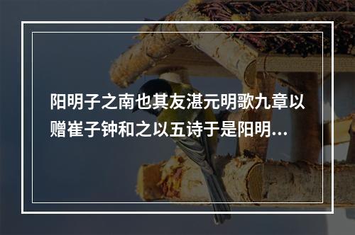 阳明子之南也其友湛元明歌九章以赠崔子钟和之以五诗于是阳明子作八咏以答之 其六