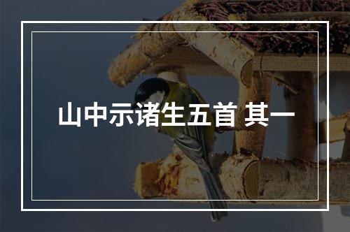 山中示诸生五首 其一