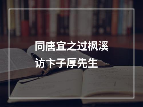 同唐宜之过枫溪访卞子厚先生