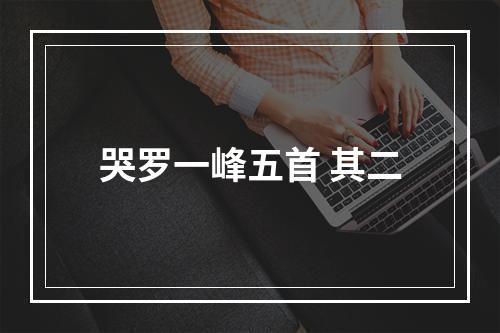 哭罗一峰五首 其二
