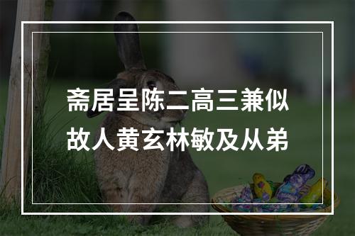 斋居呈陈二高三兼似故人黄玄林敏及从弟