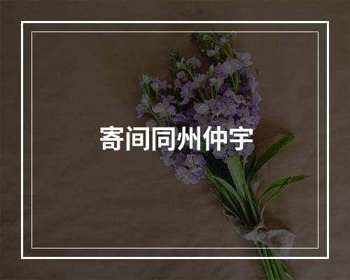 寄间同州仲宇