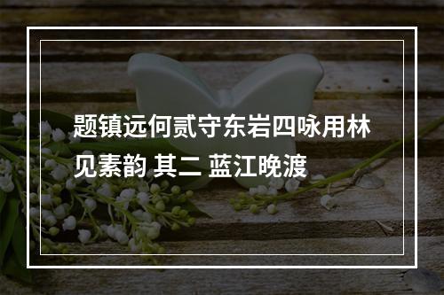 题镇远何贰守东岩四咏用林见素韵 其二 蓝江晚渡