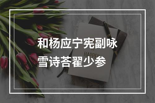 和杨应宁宪副咏雪诗荅翟少参