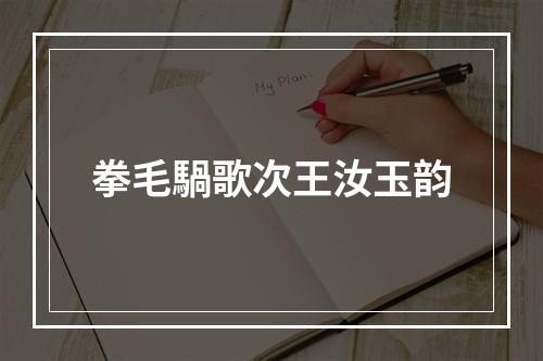 拳毛騧歌次王汝玉韵