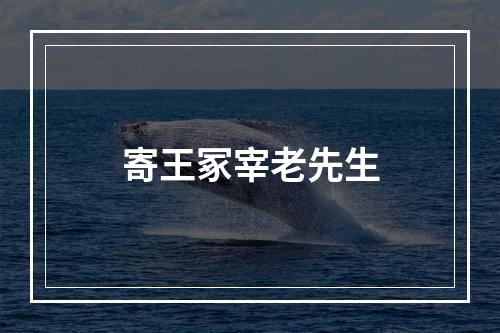 寄王冢宰老先生