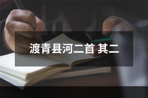 渡青县河二首 其二