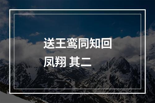 送王鸾同知回凤翔 其二