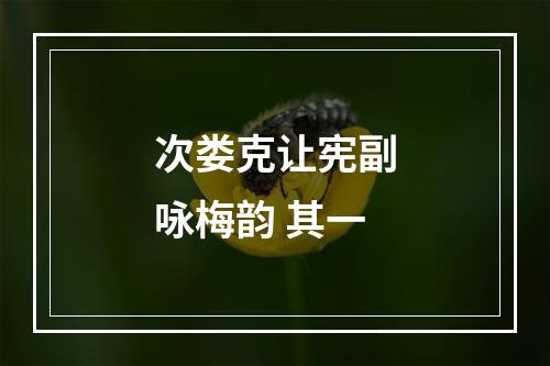 次娄克让宪副咏梅韵 其一