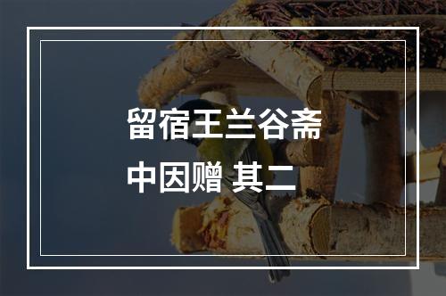 留宿王兰谷斋中因赠 其二