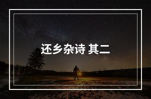 还乡杂诗 其二