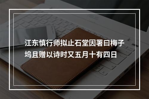 江东慎行师拟止石堂因署曰梅子坞且赠以诗时又五月十有四日