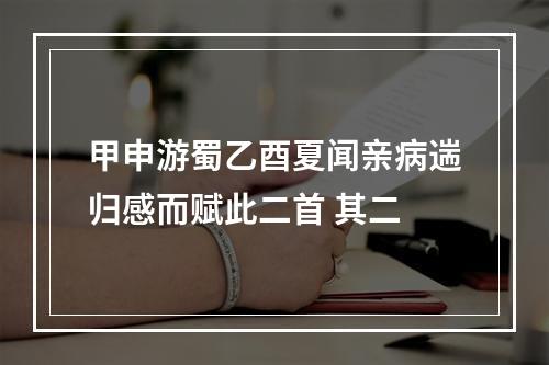 甲申游蜀乙酉夏闻亲病遄归感而赋此二首 其二