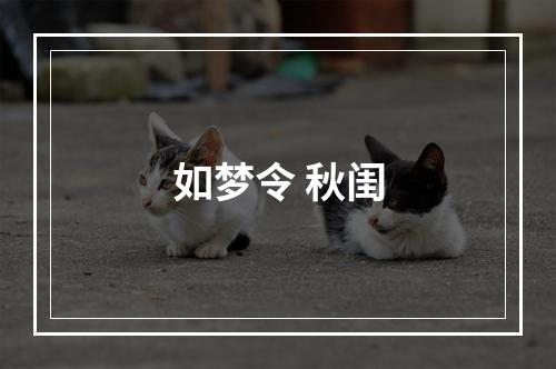 如梦令 秋闺