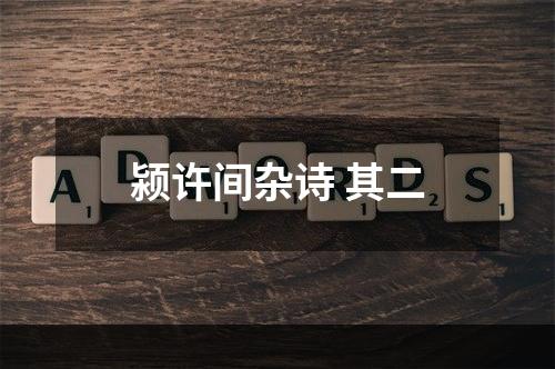 颍许间杂诗 其二