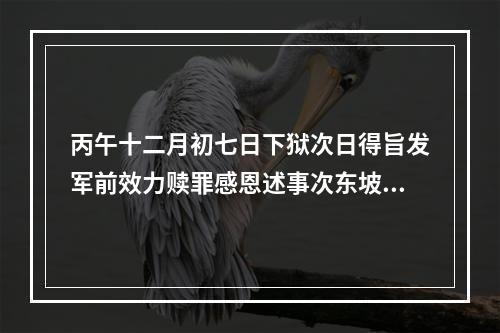 丙午十二月初七日下狱次日得旨发军前效力赎罪感恩述事次东坡狱中寄子由韵寄从弟佩苍实夫 其二