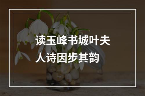读玉峰书城叶夫人诗因步其韵