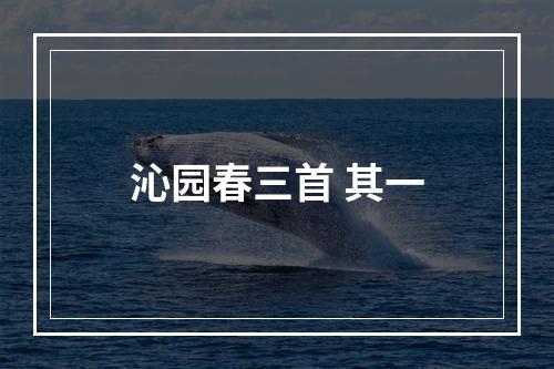 沁园春三首 其一