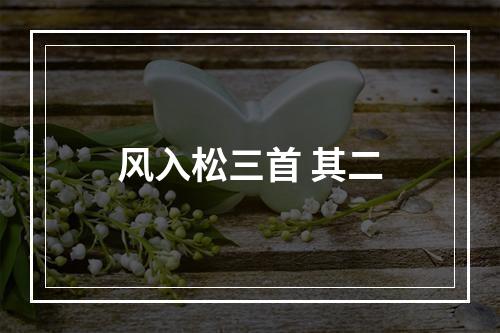 风入松三首 其二