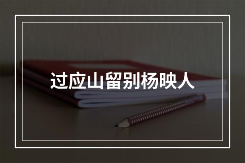 过应山留别杨映人