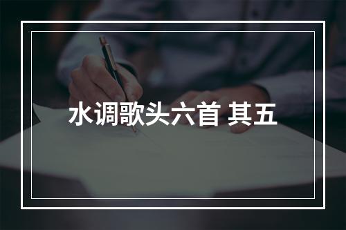 水调歌头六首 其五