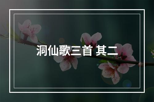 洞仙歌三首 其二
