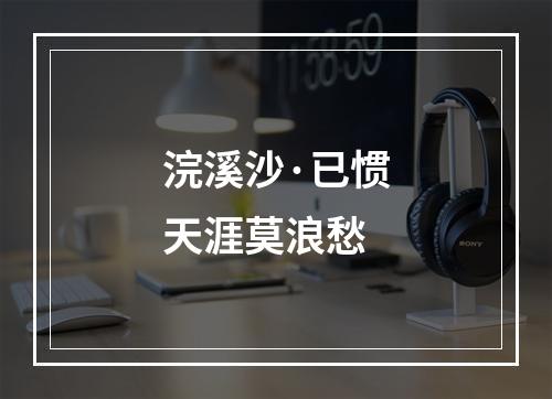 浣溪沙·已惯天涯莫浪愁