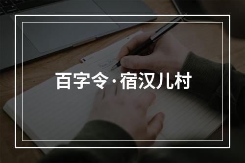 百字令·宿汉儿村