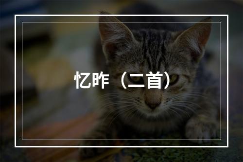 忆昨（二首）