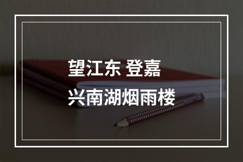 望江东 登嘉兴南湖烟雨楼