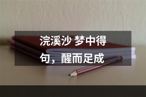 浣溪沙 梦中得句，醒而足成