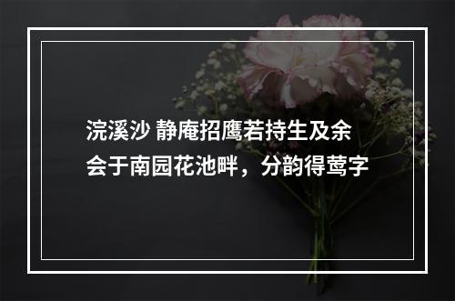 浣溪沙 静庵招鹰若持生及余会于南园花池畔，分韵得莺字