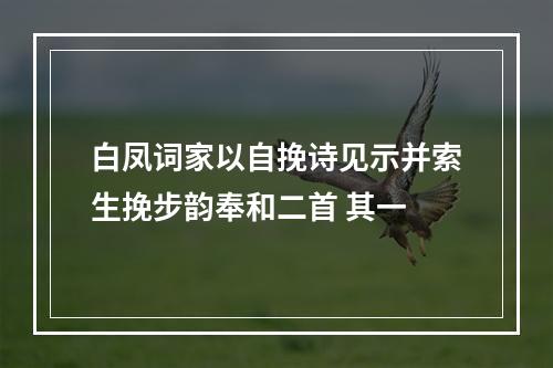 白凤词家以自挽诗见示并索生挽步韵奉和二首 其一