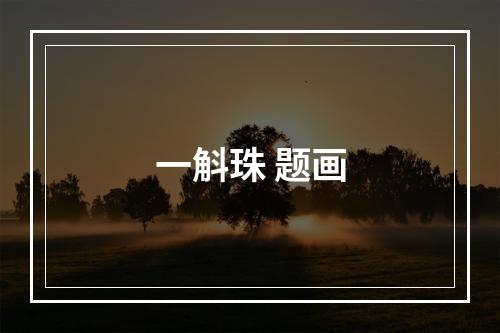 一斛珠 题画