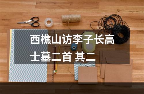 西樵山访李子长高士墓二首 其二