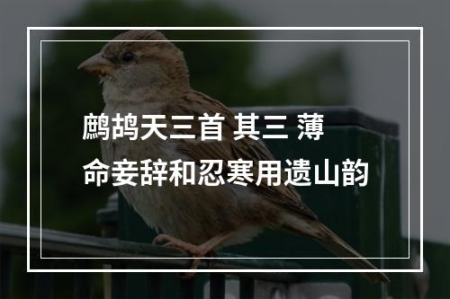 鹧鸪天三首 其三 薄命妾辞和忍寒用遗山韵