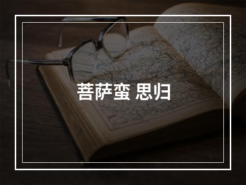 菩萨蛮 思归