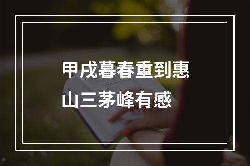 甲戌暮春重到惠山三茅峰有感