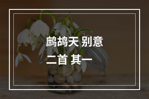 鹧鸪天 别意二首 其一