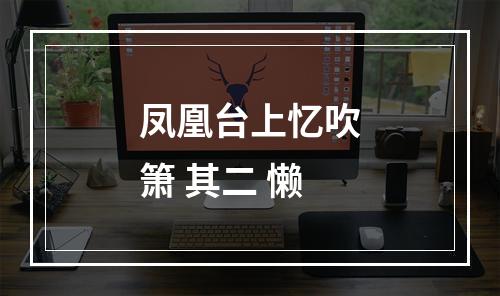 凤凰台上忆吹箫 其二 懒