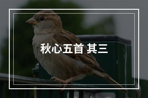 秋心五首 其三