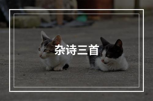 杂诗三首