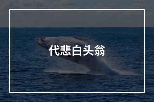 代悲白头翁