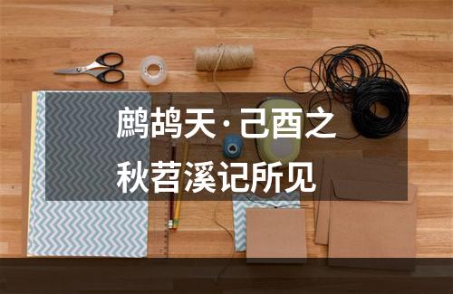 鹧鸪天·己酉之秋苕溪记所见