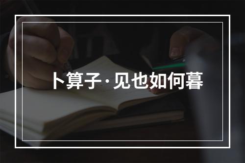 卜算子·见也如何暮