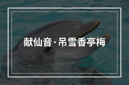 献仙音·吊雪香亭梅