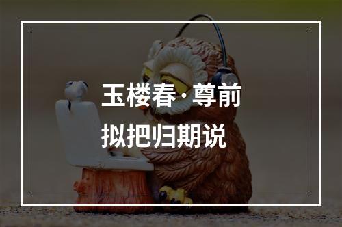 玉楼春·尊前拟把归期说