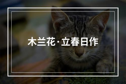 木兰花·立春日作