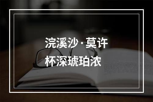 浣溪沙·莫许杯深琥珀浓