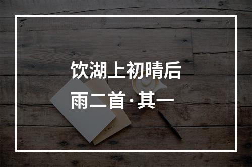 饮湖上初晴后雨二首·其一